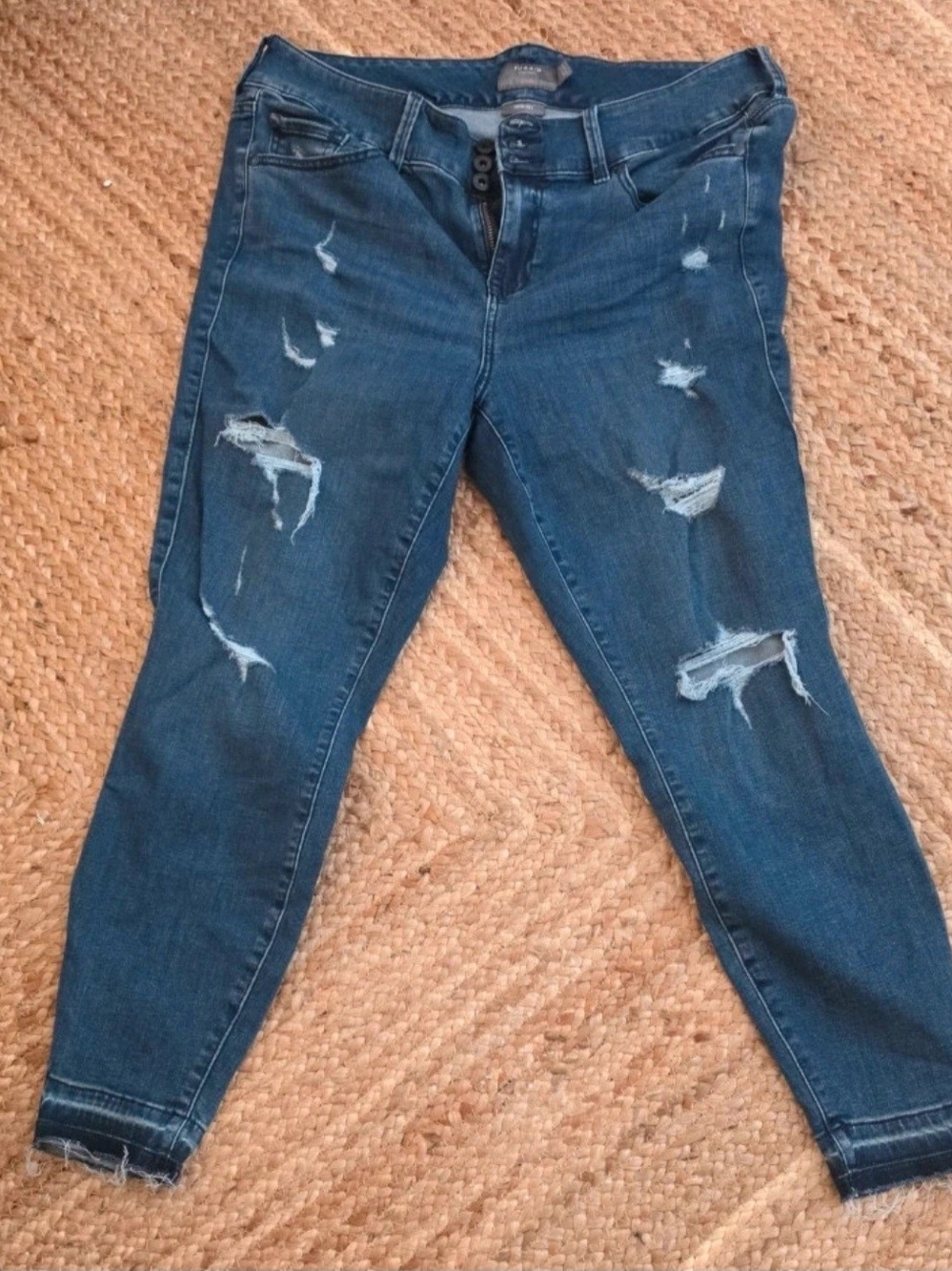 torrid Dark Denim Ripped Skinny Jeans